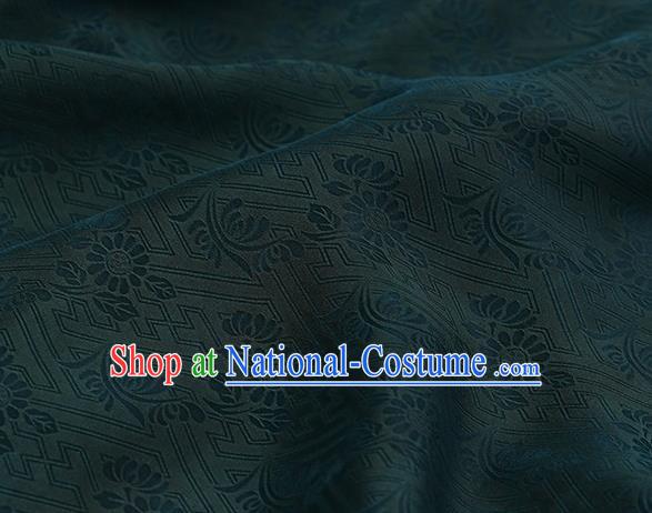 Chinese Traditional Chrysanthemum Pattern Design Green Satin Watered Gauze Brocade Fabric Asian Silk Fabric Material