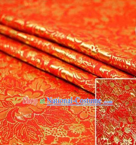 Chinese Classical Pattern Design Red Brocade Asian Traditional Hanfu Silk Fabric Tang Suit Fabric Material