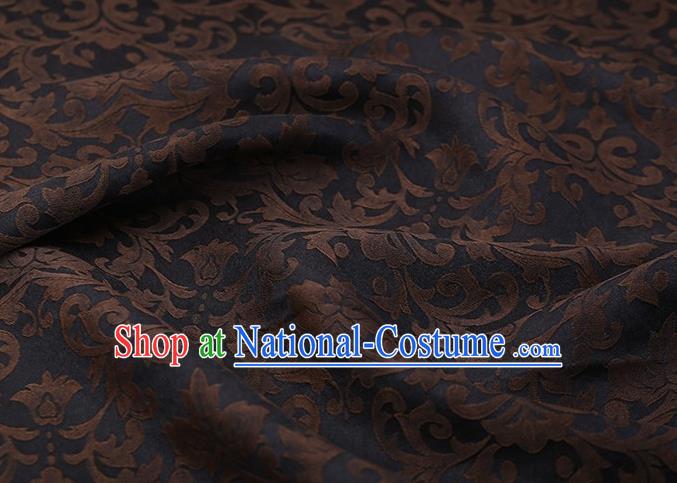 Chinese Traditional Grape Vine Pattern Design Navy Satin Watered Gauze Brocade Fabric Asian Silk Fabric Material