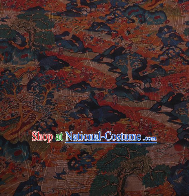 Traditional Chinese Satin Classical Children Pattern Design Watered Gauze Brocade Fabric Asian Silk Fabric Material