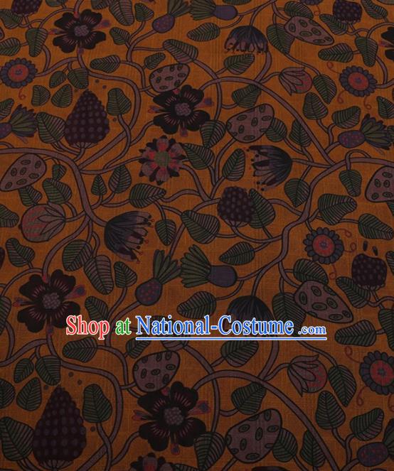 Traditional Chinese Satin Classical Strawberry Pattern Design Yellow Watered Gauze Brocade Fabric Asian Silk Fabric Material