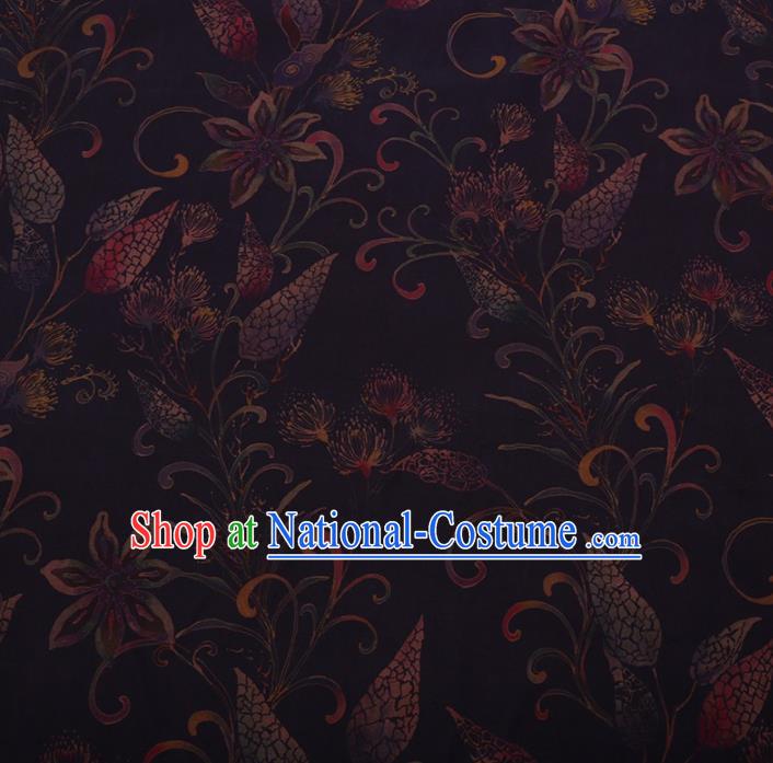 Traditional Chinese Satin Classical Panicle Pattern Design Purple Watered Gauze Brocade Fabric Asian Silk Fabric Material