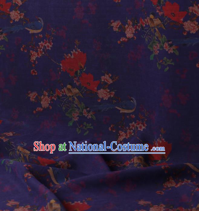 Traditional Chinese Satin Classical Peach Flowers Pattern Design Purple Watered Gauze Brocade Fabric Asian Silk Fabric Material