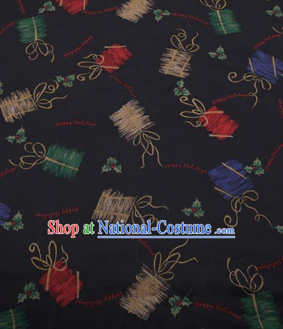 Traditional Chinese Satin Classical Pattern Design Black Watered Gauze Brocade Fabric Asian Silk Fabric Material