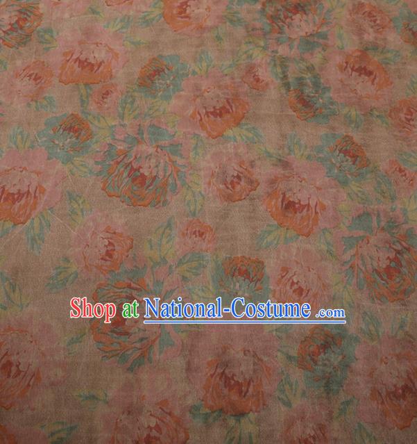 Traditional Chinese Satin Classical Pattern Design Pink Watered Gauze Brocade Fabric Asian Silk Fabric Material