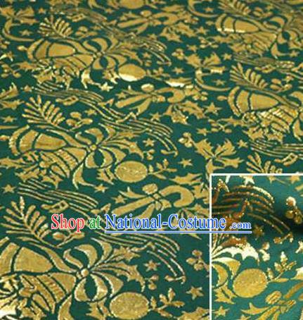 Chinese Classical Pattern Design Deep Green Brocade Asian Traditional Hanfu Silk Fabric Tang Suit Fabric Material