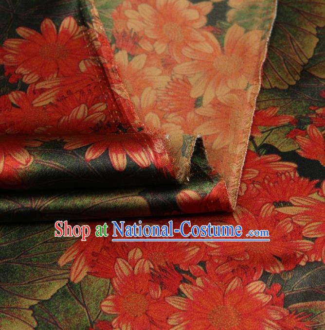 Traditional Chinese Satin Classical Sunflowers Pattern Design Red Watered Gauze Brocade Fabric Asian Silk Fabric Material