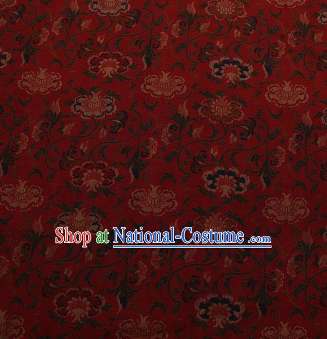 Traditional Chinese Satin Classical Pomegranate Flowers Pattern Design Red Watered Gauze Brocade Fabric Asian Silk Fabric Material