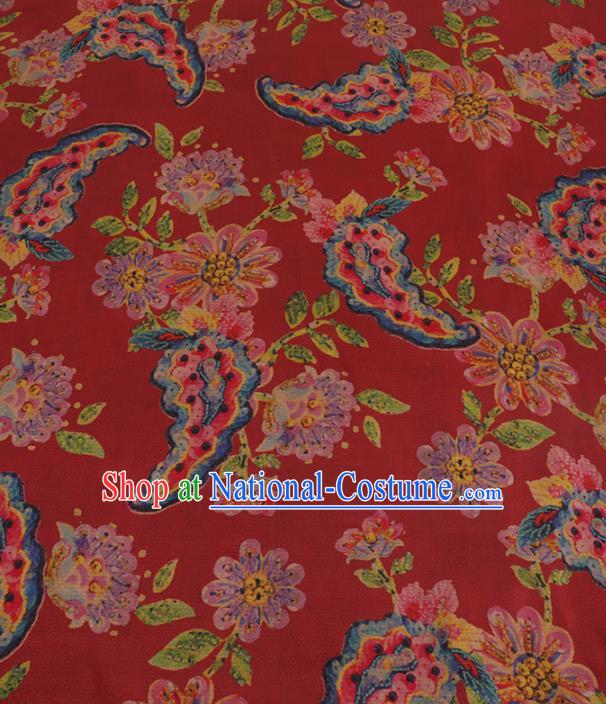 Traditional Chinese Satin Classical Pattern Design Red Watered Gauze Brocade Fabric Asian Silk Fabric Material