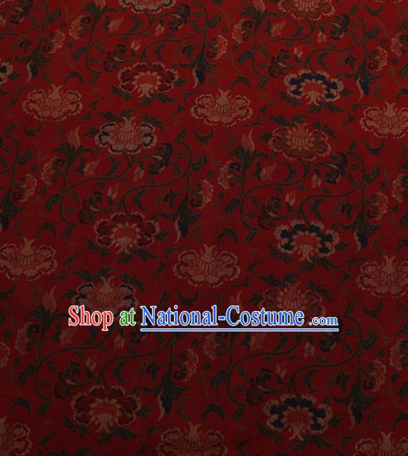 Traditional Chinese Satin Classical Pomegranate Flower Pattern Design Red Watered Gauze Brocade Fabric Asian Silk Fabric Material