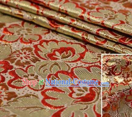 Chinese Classical Begonia Pattern Design Red Brocade Asian Traditional Hanfu Silk Fabric Tang Suit Fabric Material