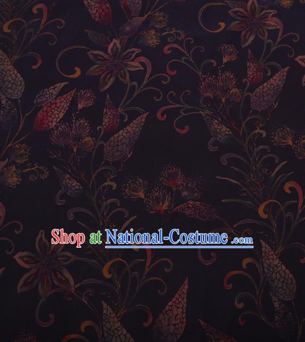 Traditional Chinese Satin Classical Wheat Pattern Design Purple Watered Gauze Brocade Fabric Asian Silk Fabric Material