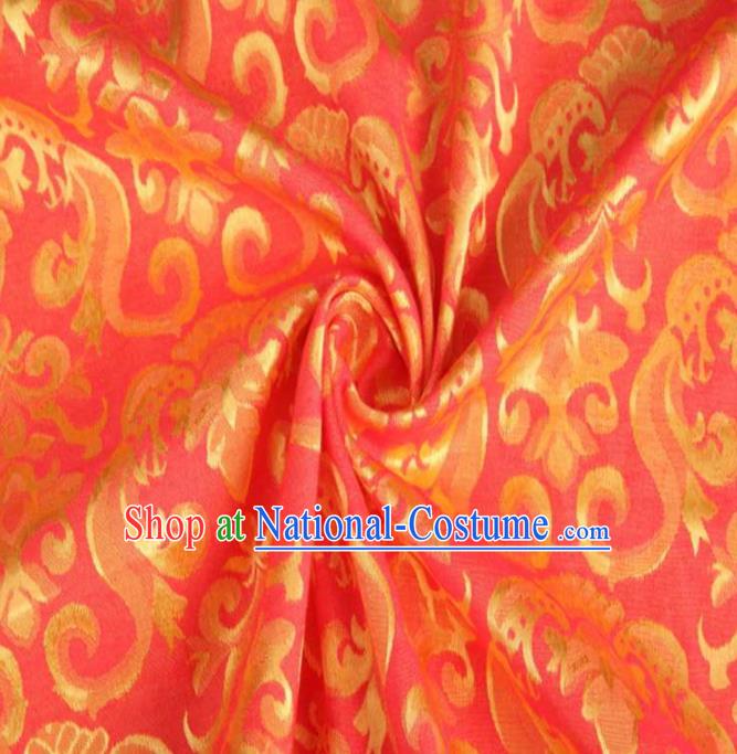 Chinese Classical Didymaotus Pattern Design Red Brocade Traditional Hanfu Silk Fabric Tang Suit Fabric Material