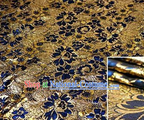 Chinese Classical Begonia Pattern Design Royalblue Brocade Asian Traditional Hanfu Silk Fabric Tang Suit Fabric Material