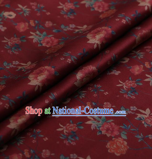 Traditional Chinese Classical Changmi Pattern Design Red Satin Watered Gauze Brocade Fabric Asian Silk Fabric Material