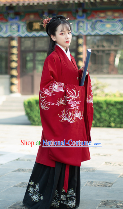 Traditional Chinese Han Dynasty Wedding Hanfu Dress Ancient Court Lady Embroidered Historical Costume for Women