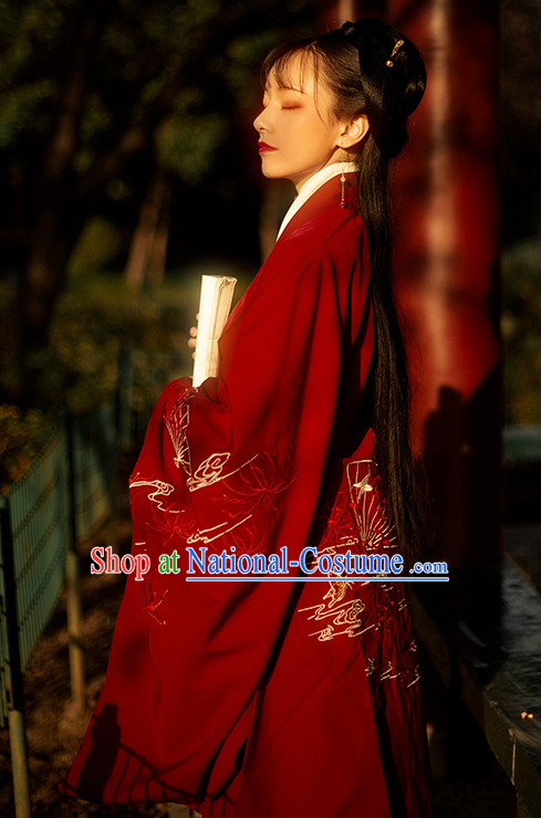 Traditional Chinese Han Dynasty Wedding Hanfu Dress Ancient Court Lady Embroidered Historical Costume for Women