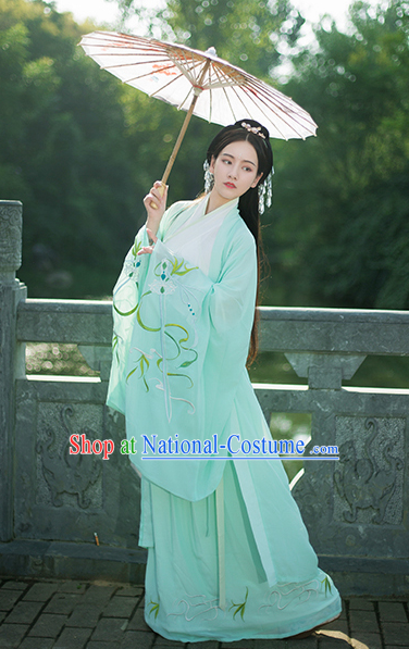 Traditional Chinese Han Dynasty Princess Green Hanfu Dress Ancient Court Lady Embroidered Historical Costume for Women