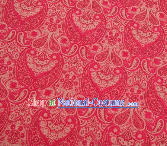 Chinese Classical Loquat Flower Pattern Design Red Brocade Asian Traditional Hanfu Silk Fabric Tang Suit Fabric Material