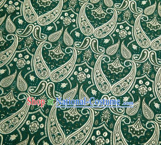 Chinese Classical Loquat Flower Pattern Design Deep Green Brocade Asian Traditional Hanfu Silk Fabric Tang Suit Fabric Material