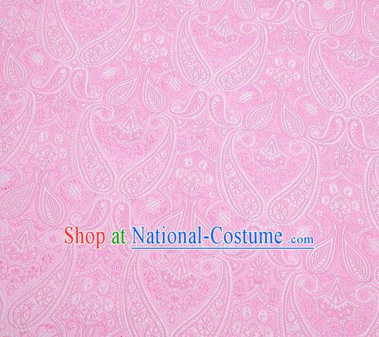 Chinese Classical Loquat Flower Pattern Design Pink Brocade Asian Traditional Hanfu Silk Fabric Tang Suit Fabric Material