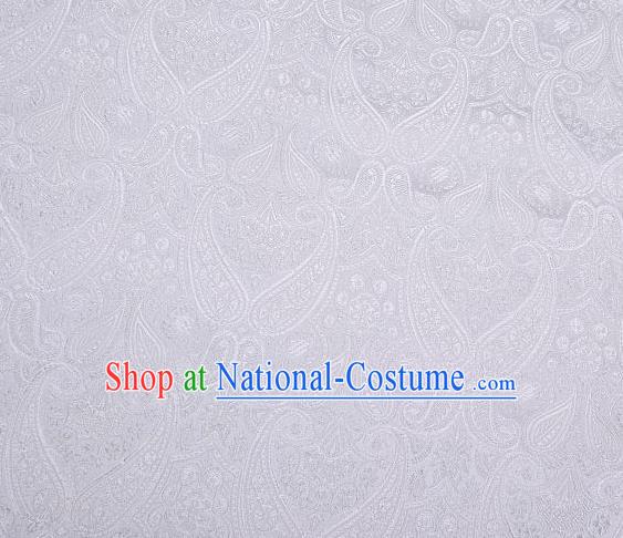 Chinese Classical Loquat Flower Pattern Design White Brocade Asian Traditional Hanfu Silk Fabric Tang Suit Fabric Material