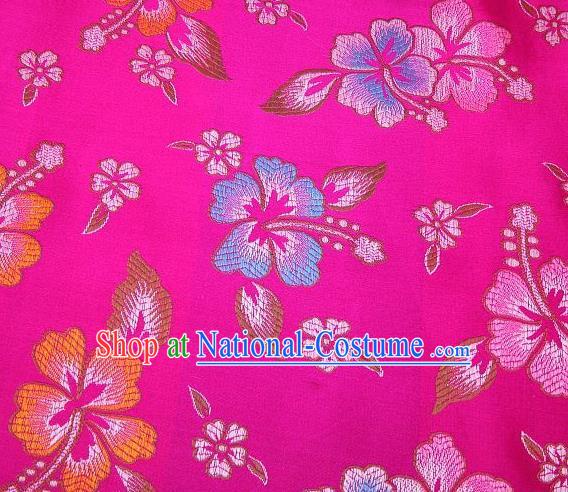 Chinese Classical Flower Pattern Design Rosy Brocade Asian Traditional Hanfu Silk Fabric Tang Suit Fabric Material