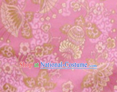 Chinese Classical Lyonia Pattern Design Pink Brocade Asian Traditional Hanfu Silk Fabric Tang Suit Fabric Material