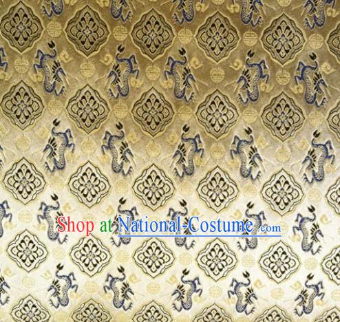 Chinese Classical Dragons Pattern Design Golden Brocade Asian Traditional Hanfu Silk Fabric Tang Suit Fabric Material