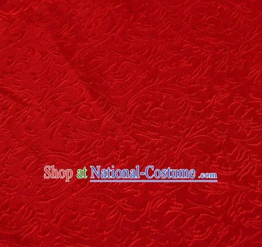 Chinese Classical Scroll Pattern Design Red Brocade Asian Traditional Hanfu Silk Fabric Tang Suit Fabric Material