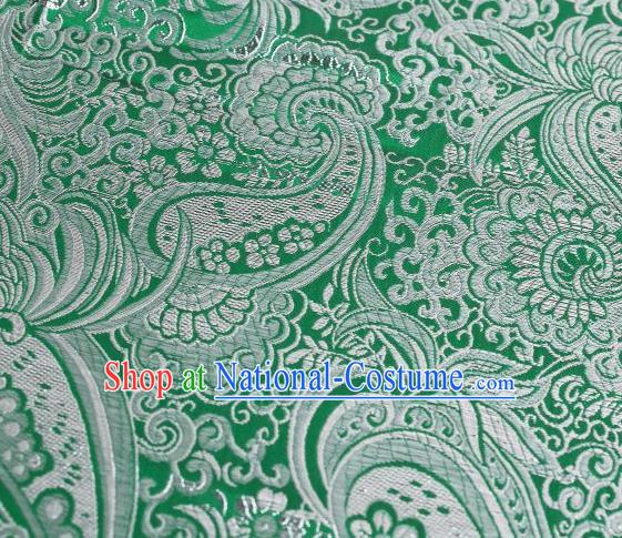 Chinese Classical Charonia Tritonis Pattern Design Green Brocade Asian Traditional Hanfu Silk Fabric Tang Suit Fabric Material