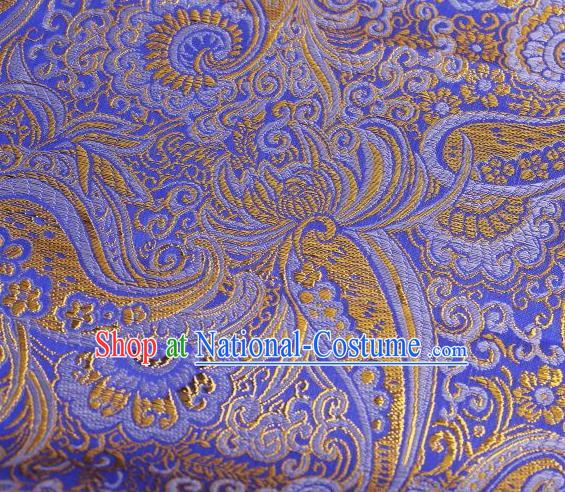 Chinese Classical Charonia Tritonis Pattern Design Blue Brocade Asian Traditional Hanfu Silk Fabric Tang Suit Fabric Material