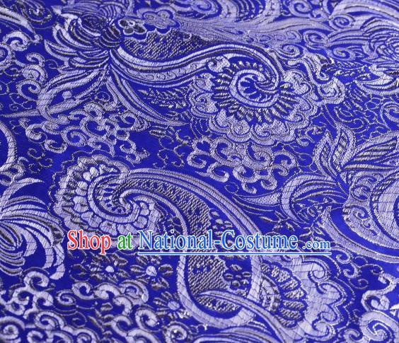 Chinese Classical Charonia Tritonis Pattern Design Royalblue Brocade Asian Traditional Hanfu Silk Fabric Tang Suit Fabric Material