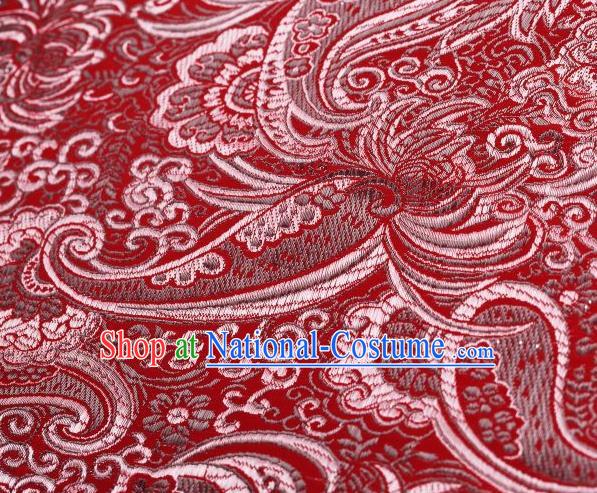 Chinese Classical Charonia Tritonis Pattern Design Red Brocade Asian Traditional Hanfu Silk Fabric Tang Suit Fabric Material