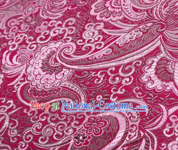 Chinese Classical Charonia Tritonis Pattern Design Rosy Brocade Asian Traditional Hanfu Silk Fabric Tang Suit Fabric Material