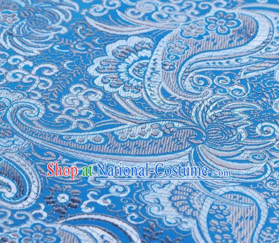 Chinese Classical Charonia Tritonis Pattern Design Light Blue Brocade Asian Traditional Hanfu Silk Fabric Tang Suit Fabric Material