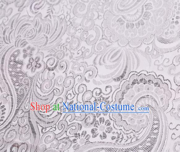 Chinese Classical Charonia Tritonis Pattern Design White Brocade Asian Traditional Hanfu Silk Fabric Tang Suit Fabric Material