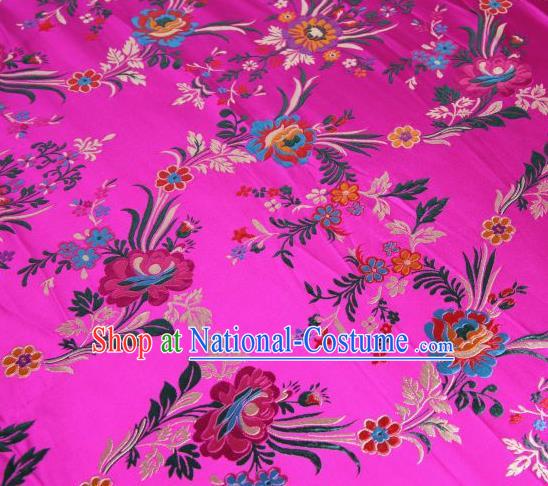 Chinese Classical Malus Spectabilis Pattern Design Rosy Brocade Asian Traditional Hanfu Silk Fabric Tang Suit Fabric Material