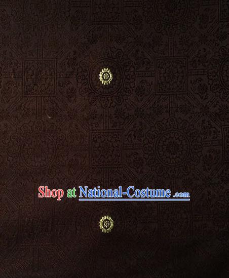 Chinese Classical Galsang Flower Pattern Design Brown Brocade Asian Traditional Hanfu Silk Fabric Tang Suit Fabric Material