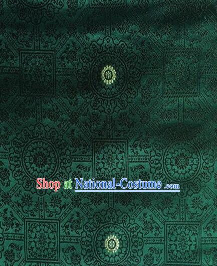 Chinese Classical Galsang Flower Pattern Design Green Brocade Asian Traditional Hanfu Silk Fabric Tang Suit Fabric Material