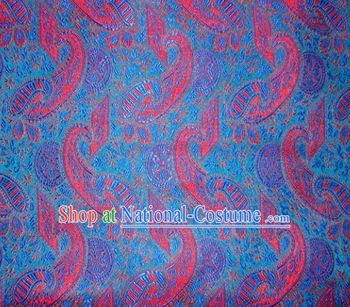 Chinese Classical Pipa Pattern Design Blue Brocade Asian Traditional Hanfu Silk Fabric Tang Suit Fabric Material