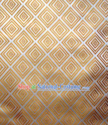 Chinese Classical Rhombus Pattern Design Golden Brocade Asian Traditional Hanfu Silk Fabric Tang Suit Fabric Material