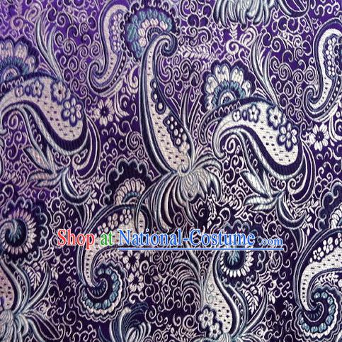 Chinese Classical Charonia Pattern Design Purple Brocade Asian Traditional Hanfu Silk Fabric Tang Suit Fabric Material