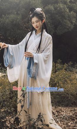 Traditional Chinese Jin Dynasty Court Princess Embroidered Hanfu Dress Ancient Drama Peri Goddess Historical Costume for Women