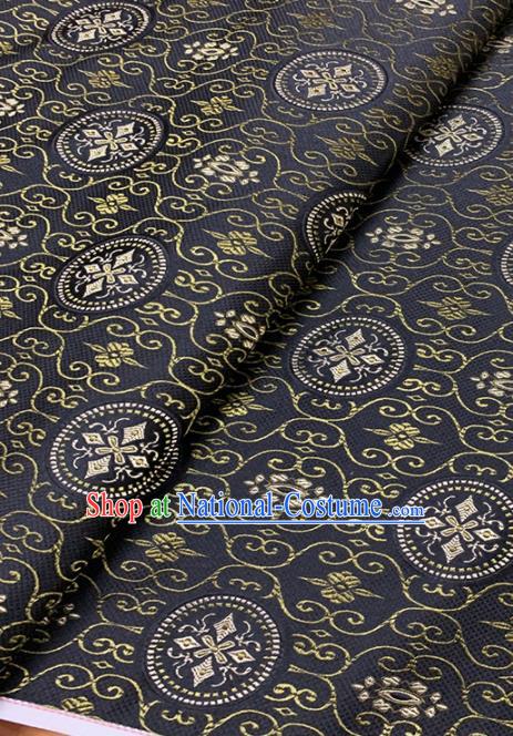 Chinese Classical Pattern Design Navy Brocade Asian Traditional Hanfu Silk Fabric Tang Suit Fabric Material