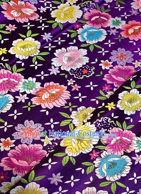 Chinese Classical Flowers Pattern Design Purple Brocade Asian Traditional Hanfu Silk Fabric Tang Suit Fabric Material