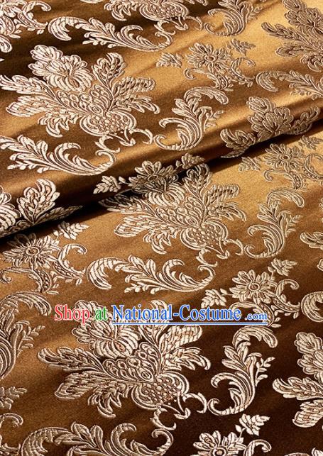 Chinese Classical Pattern Design Bronze Brocade Asian Traditional Hanfu Silk Fabric Tang Suit Fabric Material