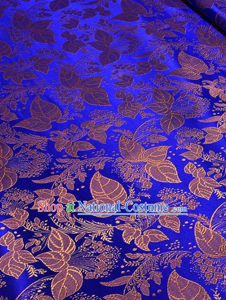 Chinese Classical Leaf Pattern Design Golden Brocade Asian Traditional Hanfu Silk Fabric Tang Suit Fabric Material