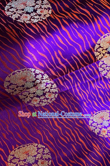 Chinese Classical Round Chrysanthemum Pattern Design Purple Brocade Asian Traditional Cheongsam Silk Fabric Tang Suit Fabric Material