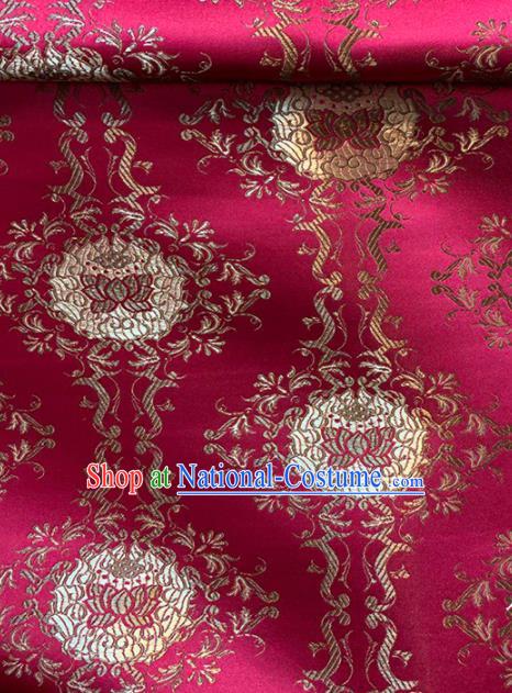 Chinese Classical Lotus Pattern Design Rosy Brocade Asian Traditional Cheongsam Silk Fabric Tang Suit Fabric Material